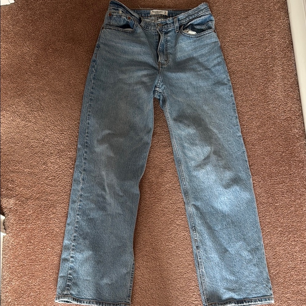 Abercrombie Blue Straight Leg Jeans with Relaxed Fit